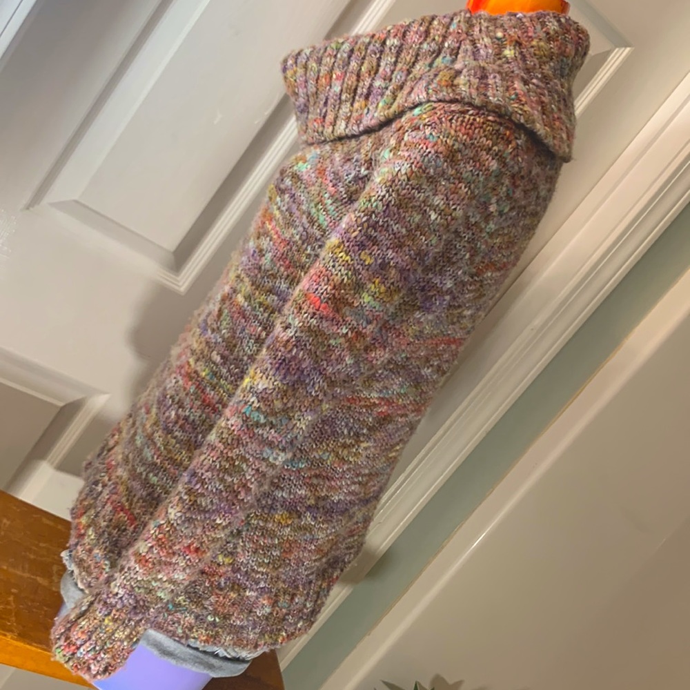 Hand Knit Chunky Kawaii Cute Sweetheart Cowl Neckline Sweater - Picture 4 of 12